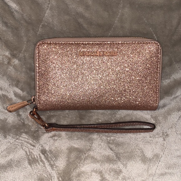 MICHAEL Michael Kors Handbags - Michael Kors Pink Glitter Wallet/Wristlet
